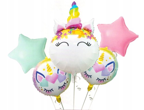 Zestaw UNICORN balony foliowe jednorożec 5 szt