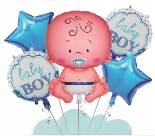 Zestaw roczek boy baby shower 5 szt BABY BOY