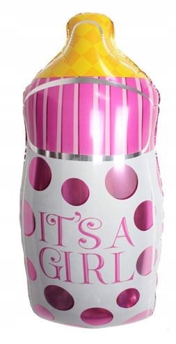 Balon foliowy BUTELKA różowa It's a girl