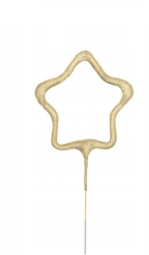Zimne sztuczne ognie gwiazdka złote tort świeczka