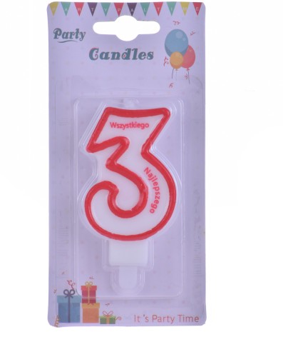 Świeczki urodzinowe 3 Wszystkiego najlepszego