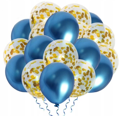 BALONY shiny 12" niebieskie 20szt konfetti