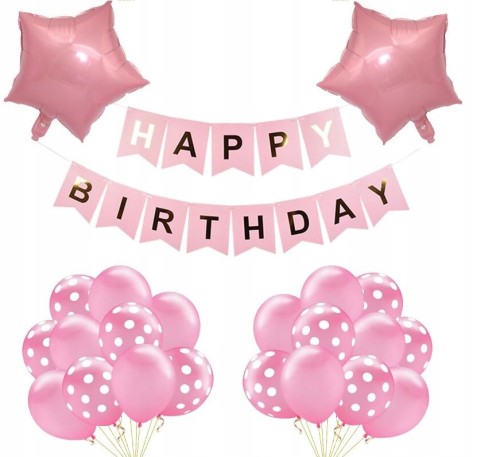 ZESTAW różowych balonów urodziny kropki różowe hit