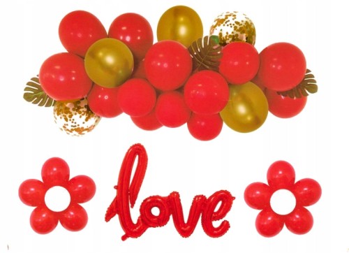 zestaw Girlanda balony czerwone konfetti LOVE
