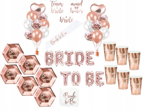 ZESTAW WIECZÓR PANIEŃSKI ROSE GOLD balony kubeczki