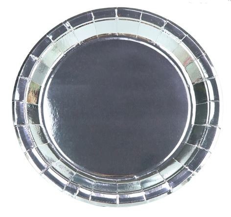 TALERZE TALERZYKI papierowe srebrne 6 szt 18 cm