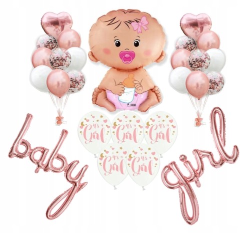 Zestaw balony BABY SHOWER dziewczynka urodziny