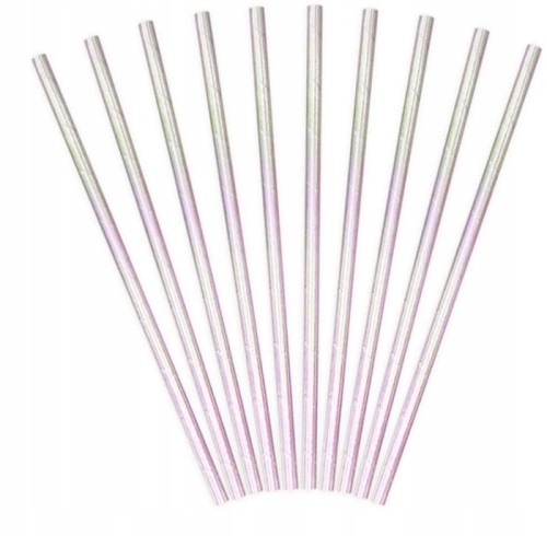 Słomki BIO papierowe gładkie opalizujące 10 szt