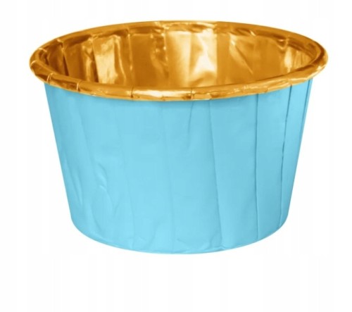 Foremki papilotki na muffinki niebiesko - złote