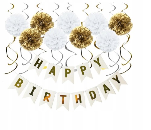 Zestaw urodzinowy baner Happy Birthday dekoracje