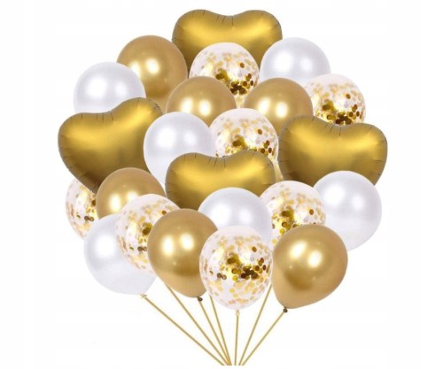 Zestaw balonów ślub wesele konfetti złote białe