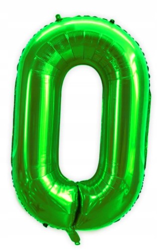 BALON foliowy cyfra zero zielona 0 urodziny 100 cm