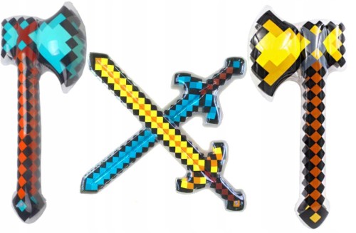4sz Miecz Topór Dmuchane MINECRAFT NIEBIESKI żółty