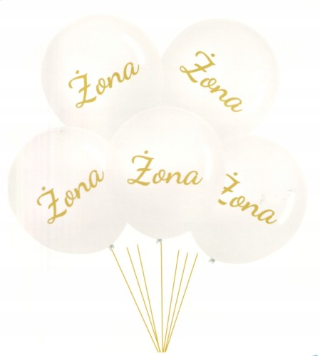 Balony lateksowe białe żona na wesele ślub 5 szt