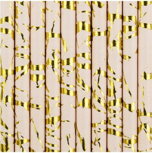 Słomki BIO RURKI papierowe do picia różowe złote