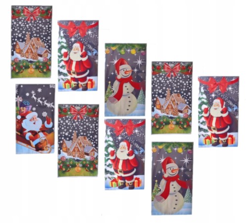 Świąteczne worki torebki foliowe prezentowe 10 szt