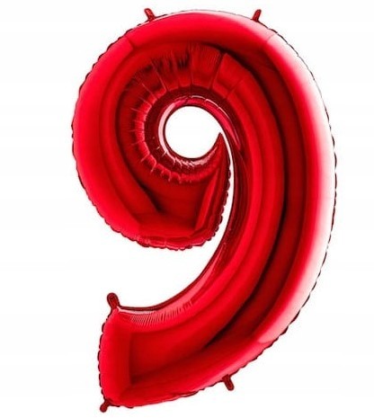 Balon foliowy cyfra DZIEWIĘĆ 9 dziewiąte czerwona