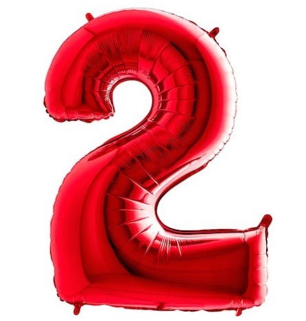 Balon foliowy cyfra DWA 2 czerwona drugie urodziny