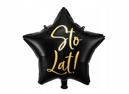 Balon foliowy czarny gwiazda urodziny 40cm sto lat