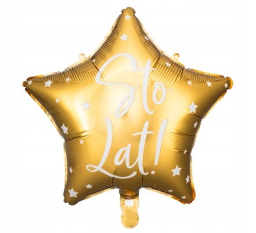 Balon foliowy złoty gwiazda urodziny 40cm sto lat