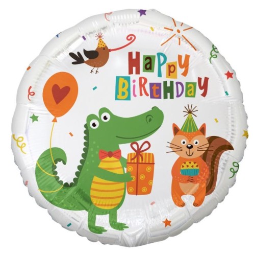 Okrągły balon foliowy krokodyl wiewiórka urodziny