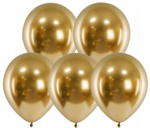 BALONY chromowane shiny 10 cali ZŁOTE 5 szt glossy