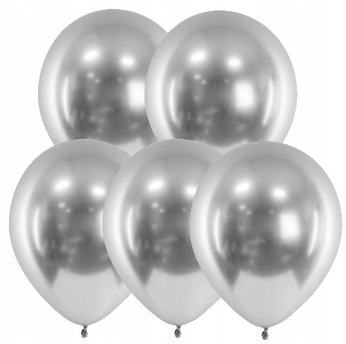 BALONY chromowane shiny SREBRNE 5 szt GLOSSY 10cal