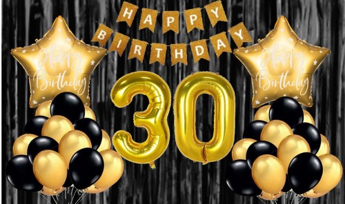 Zestaw balony trzydziestka złote hel 30 urodziny