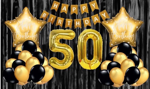 Zestaw balony pięćdziesiątka złote hel 50 urodziny