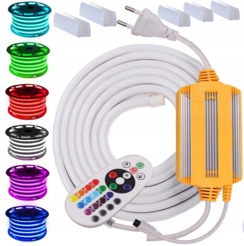 zestaw TAŚMA LED NEON RGB FLEX 230V 50m