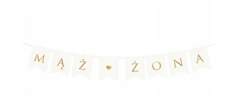 Baner girlanda biała złota MĄŻ ŻONA ślub wesele