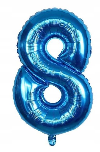 BALON foliowy cyfra osiem niebieski urodziny 40cm