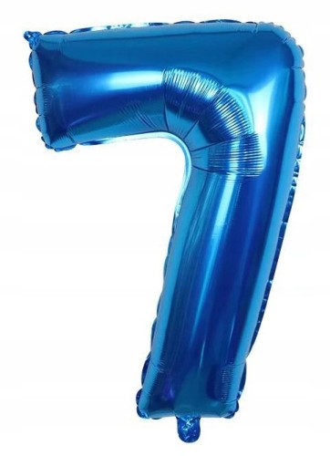 BALON foliowy cyfra siedem niebieski urodziny 40cm