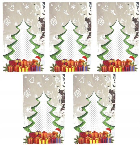 Świąteczne prezentowe torebki foliowe 5 sz 30 x 50