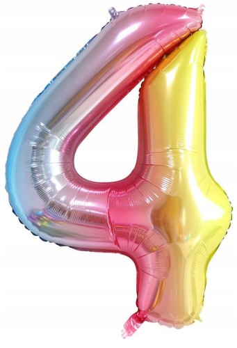 BALON foliowy cyfra cztery 4 tęczowa urodziny 40cm