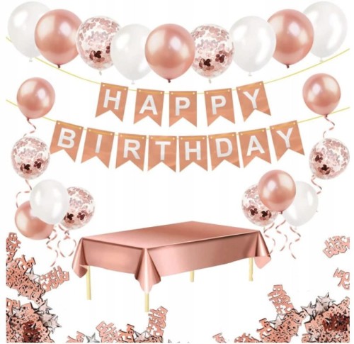 Zestaw urodzinowy rose gold różowe złoto dekoracja