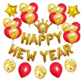 ZESTAW BALONÓW sylwester złoty czerwony nowy rok