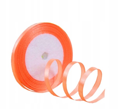 Wstążka tasiemka satynowa pomarańczowa 6mm x 22m