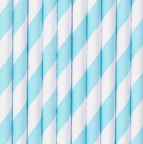 ECO Słomki papierowe niebieskie białe paski 10 szt