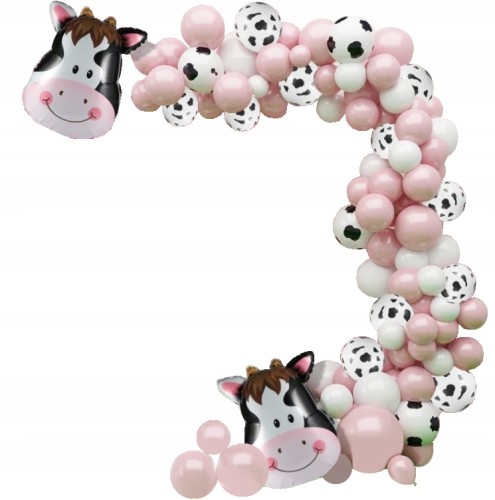 Girlanda lateksowe balony w łatki krowa różówa