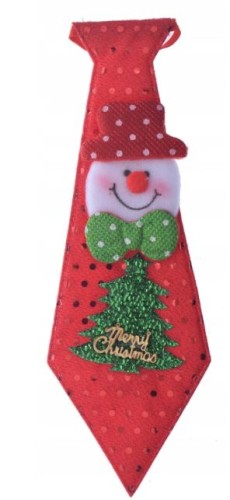 Krawat czerwony świąteczny bałwan merry christmas