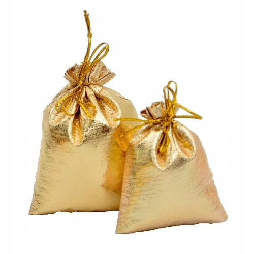 Świąteczne woreczki złote prezent 17,5x12,5cm 2szt