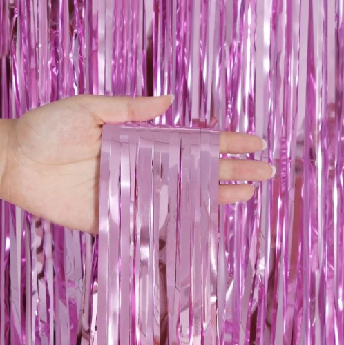 KURTYNA samoprzylepna metaliczna różowa ZASŁONA