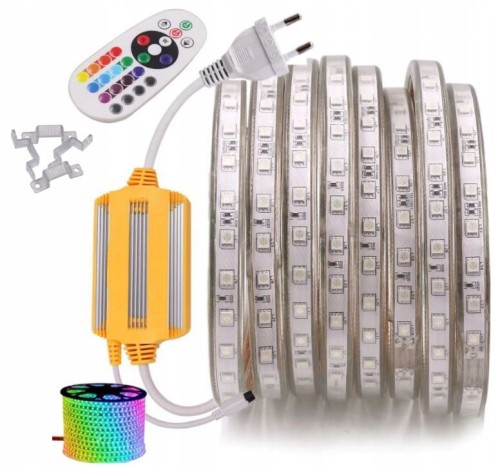 TAŚMA LED RGB 230 V ZESTAW 6m WODOODPORNA PILOT