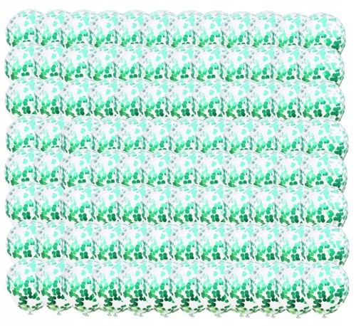 Balony duże przezroczyste zielone konfetti 100 szt