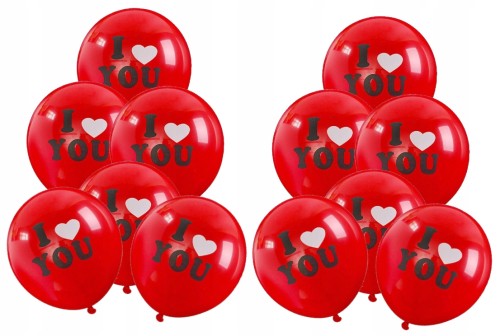 Balony lateksowe czerwone i love you 12 szt 30 cm