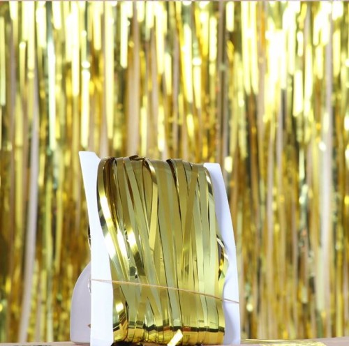 KURTYNA DEKORACYJNA złota ZASŁONA samoprzylepna