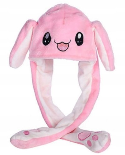 Czapka RUCHOME USZY króliczek różowa led świeci