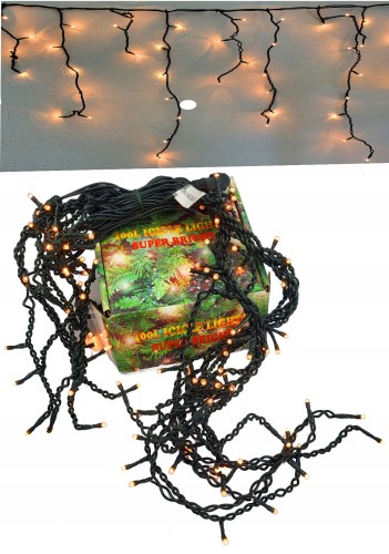 lampki CHOINKOWE 100 CIEPŁE sople stałe kurtyna