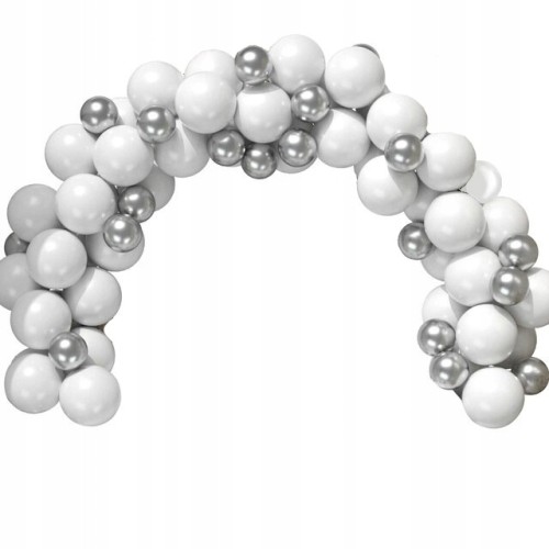 Zestaw balonów girlanda balonowa biała srebrna łuk